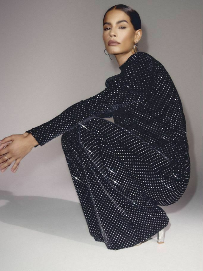 Sequin half turtleneck jumpsuit for women - Y2K fashion statement with a touch of coquette and gr