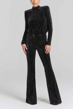 Sequin half turtleneck jumpsuit for women - Y2K fashion statement with a touch of coquette and gr