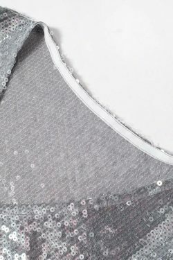 Sequin V-Neck Hanky Hem Blouse: Y2K Fashion with Coquette & Grunge Aesthetics