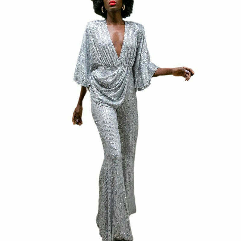 Sequined Backless Jumpsuit: Y2K Fashion with Coquette & Grunge Twist