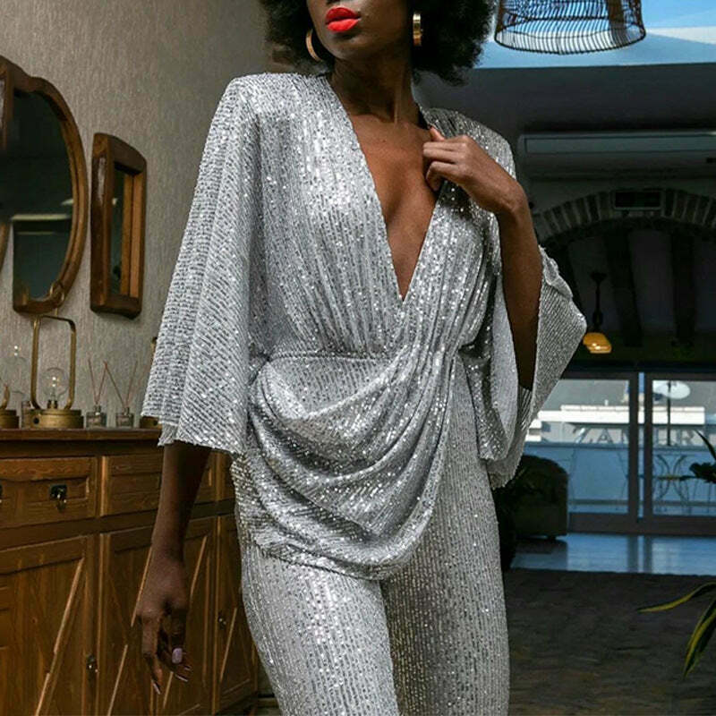 Sequined Backless Jumpsuit: Y2K Fashion with Coquette & Grunge Twist