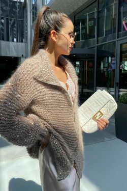 Sequined Lazy Style Sweater Jacket for Y2K Fashion Enthusiasts with Coquette and Grunge Aesthetic