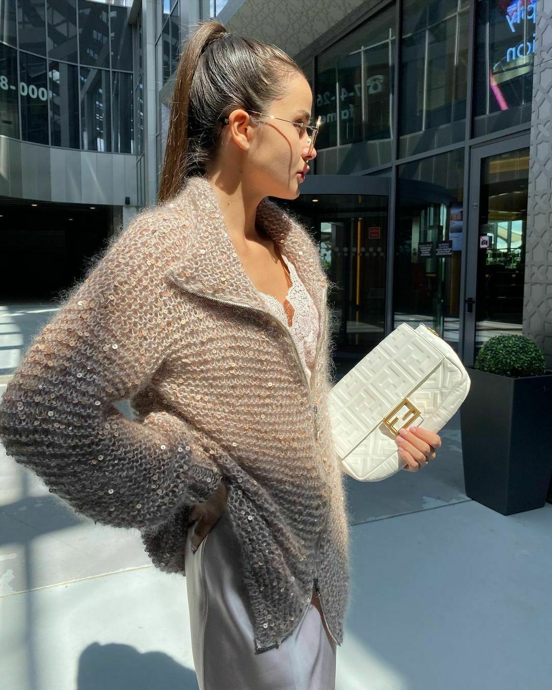 Sequined Lazy Style Sweater Jacket for Y2K Fashion Enthusiasts with Coquette and Grunge Aesthetic Sequined Lazy Style Sweater Jacket for Y2K Fashion Enthusiasts with Coquette and Grunge Aesthetic