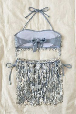 Sequined Tube Top Swimsuit: Y2K Fashion Bikini - Coquette Aesthetic, Grunge Style, Cute Tops