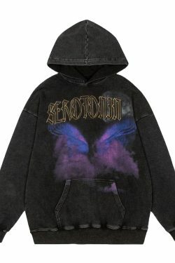 Serotonin Graphic Washed Cotton Hoodie - Y2K Aesthetic Coquette Style for Women's Fashion