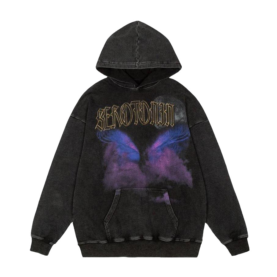 Serotonin Graphic Washed Cotton Hoodie - Y2K Aesthetic Coquette Style for Women's Fashion Serotonin Graphic Washed Cotton Hoodie - Y2K Aesthetic Coquette Style for Women's Fashion