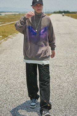 Serotonin Graphic Washed Cotton Hoodie - Y2K Aesthetic Coquette Style for Women's Fashion