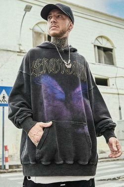 Serotonin Graphic Washed Cotton Hoodie - Y2K Aesthetic Coquette Style for Women's Fashion