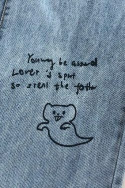 Sesame Street Cartoon Printed Blue Straight Jeans - Y2K Fashion Aesthetic for Women