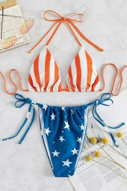 Sexy Star Stripe Bikini - Y2K Fashion Swimwear for Women with a Flirty Aesthetic