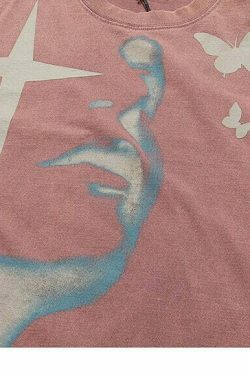 Shadow Butterflies Vintage Wash T-Shirt - Y2K Fashion Grunge Aesthetic Cute Tops Pastel Goth