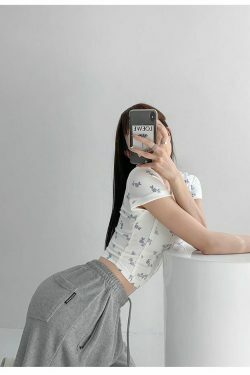 Shea Floral Crop Top - Y2K Fashion - Coquette Aesthetic - Grunge Style - Cute Tops - Pastel Goth