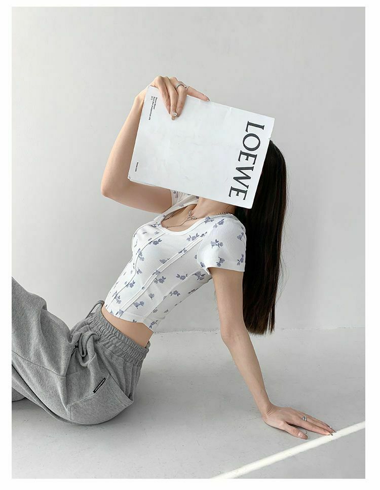 Shea Floral Crop Top - Y2K Fashion - Coquette Aesthetic - Grunge Style - Cute Tops - Pastel Goth Shea Floral Crop Top - Y2K Fashion - Coquette Aesthetic - Grunge Style - Cute Tops - Pastel Goth