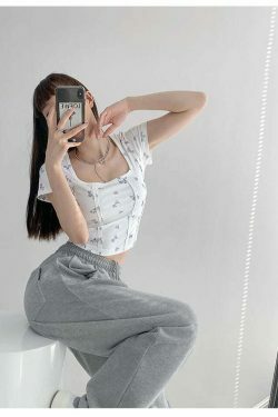 Shea Floral Crop Top - Y2K Fashion - Coquette Aesthetic - Grunge Style - Cute Tops - Pastel Goth