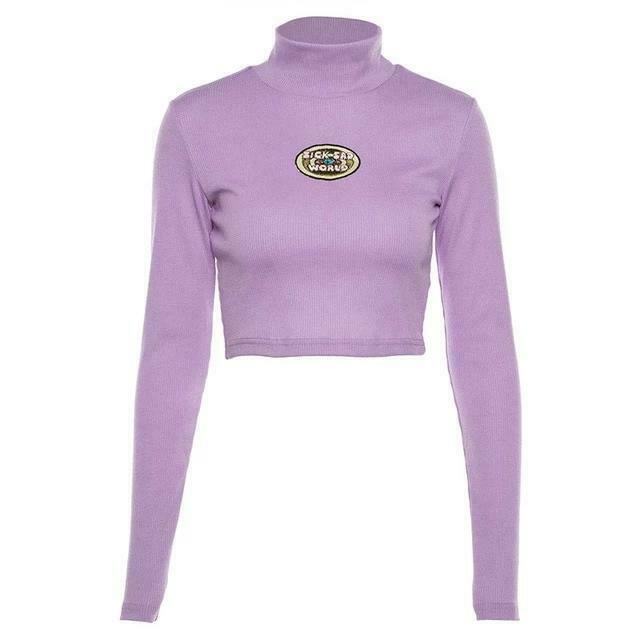Sick Sad World Purple Turtleneck: Y2K Aesthetic Coquette Fashion Grunge Style Cute Top Sick Sad World Purple Turtleneck: Y2K Aesthetic Coquette Fashion Grunge Style Cute Top
