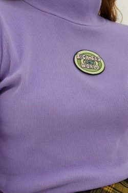 Sick Sad World Purple Turtleneck: Y2K Aesthetic Coquette Fashion Grunge Style Cute Top