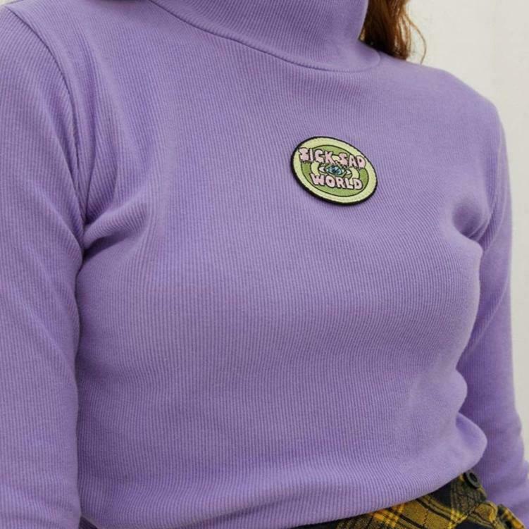 Sick Sad World Purple Turtleneck: Y2K Aesthetic Coquette Fashion Grunge Style Cute Top Sick Sad World Purple Turtleneck: Y2K Aesthetic Coquette Fashion Grunge Style Cute Top