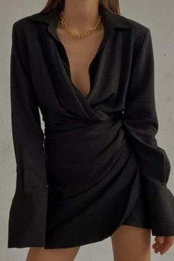 Sienna Draped Dress - Y2K Fashion Statement with Coquette & Grunge Aesthetics