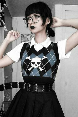 Skull Sweater Vest - Y2K Aesthetic Clothing for Women with Coquette and Grunge Style
