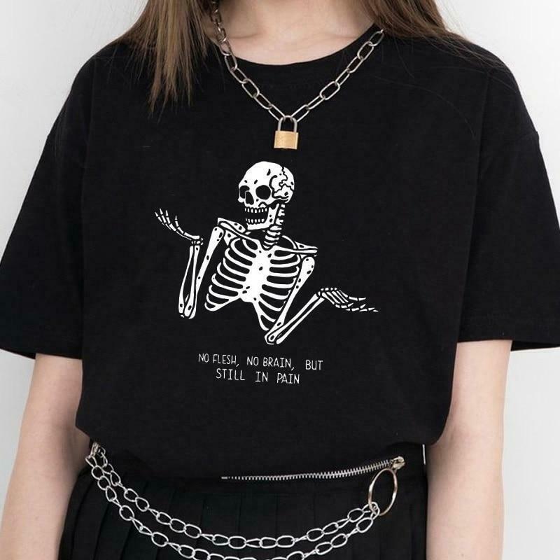 Skull T-Shirt: Y2K Fashion with Coquette and Grunge Aesthetic, Cute Tops and Pastel Goth Vibes