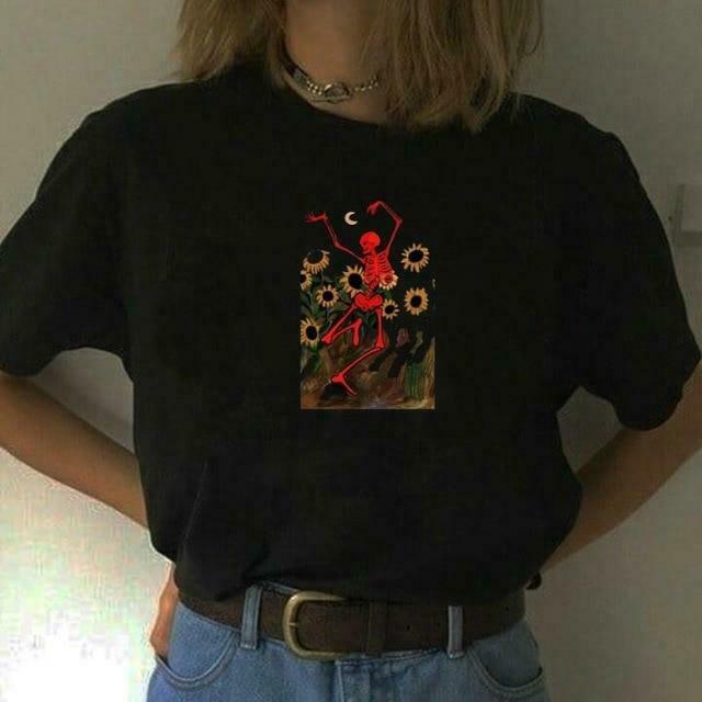 Skull T-Shirt: Y2K Fashion with Coquette and Grunge Aesthetic, Cute Tops and Pastel Goth Vibes