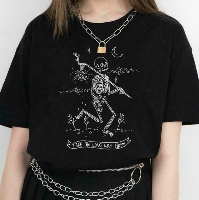 Skull T-Shirt: Y2K Fashion with Coquette and Grunge Aesthetic, Cute Tops and Pastel Goth Vibes