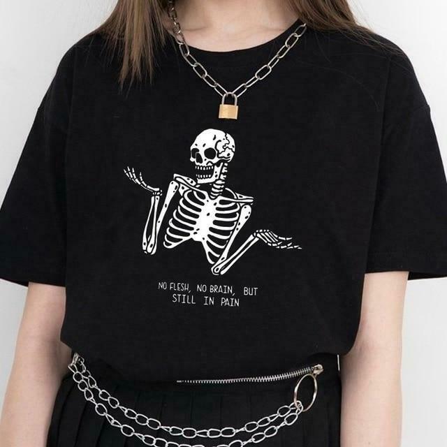 Skull T-Shirt: Y2K Fashion with Coquette and Grunge Aesthetic, Cute Tops and Pastel Goth Vibes