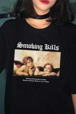 Smoking Kills T-Shirt - Y2K Fashion Statement with Grunge Aesthetic and Coquette Style