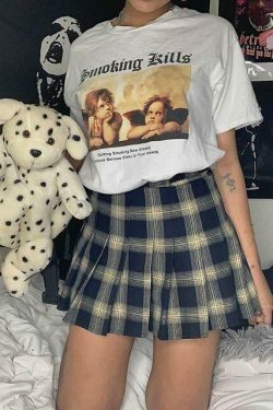 Smoking Kills T-Shirt - Y2K Fashion Statement with Grunge Aesthetic and Coquette Style