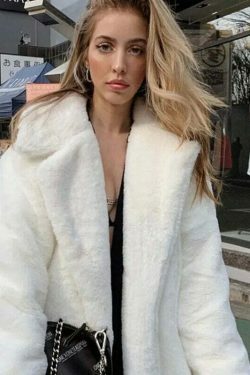 Snow Queen Elegance Faux Fur Coat - Y2K Fashion Statement for Women