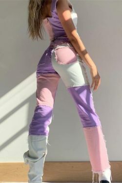 Soft Aesthetic Plaid Stitching Pants - Y2K Fashion Women's Clothing
