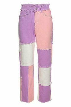 Soft Aesthetic Plaid Stitching Pants - Y2K Fashion Women's Clothing