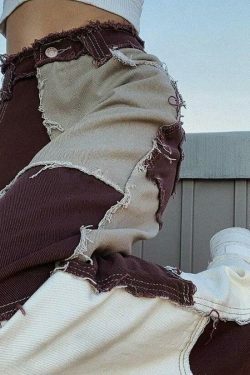 Soft Aesthetic Plaid Stitching Pants - Y2K Fashion Women's Clothing