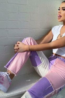 Soft Aesthetic Plaid Stitching Pants - Y2K Fashion Women's Clothing