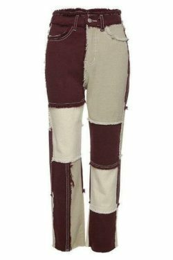 Soft Aesthetic Plaid Stitching Pants - Y2K Fashion Women's Clothing