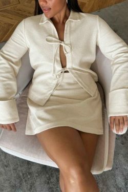 Solid Color Lace Up Cardigan: Coquette Aesthetic Long Sleeve Blouse for Y2K Fashion Enthusiasts