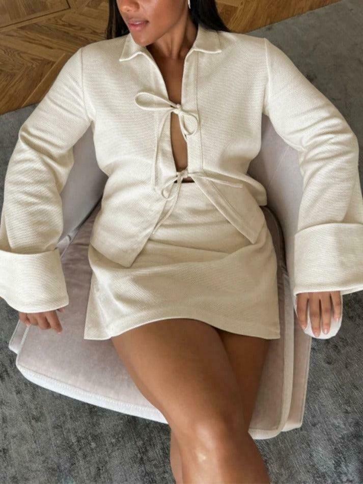 Solid Color Lace Up Cardigan: Coquette Aesthetic Long Sleeve Blouse for Y2K Fashion Enthusiasts Solid Color Lace Up Cardigan: Coquette Aesthetic Long Sleeve Blouse for Y2K Fashion Enthusiasts