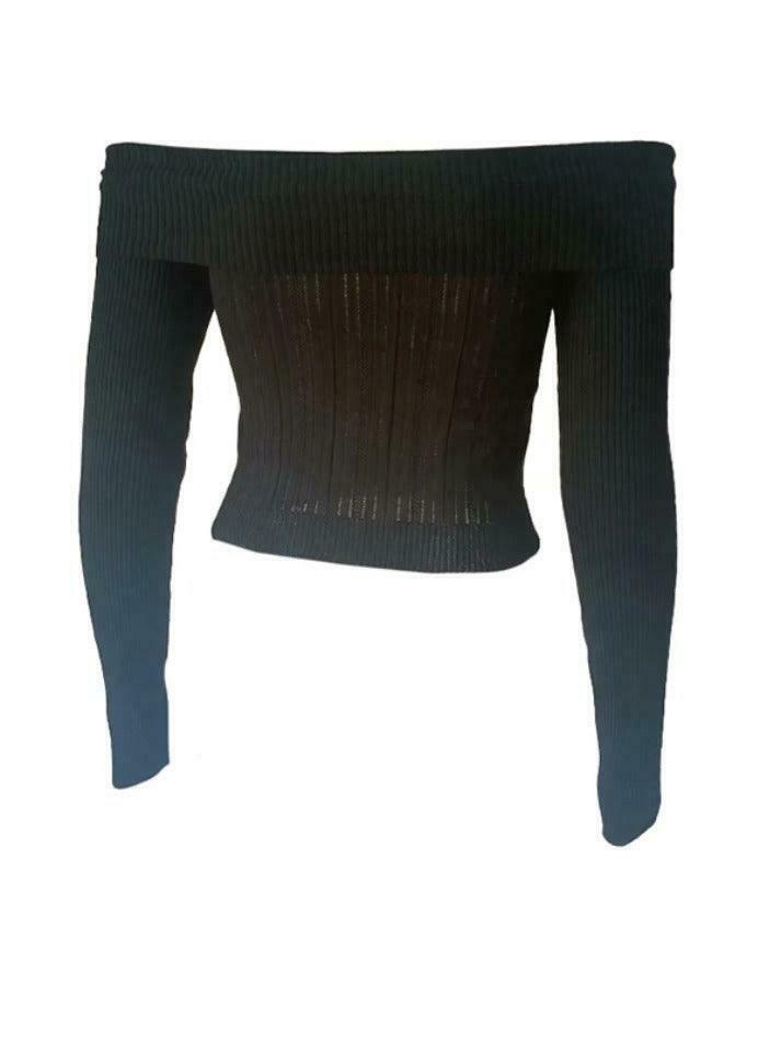 Solid Flower Decor Off Shoulder Sweater - Y2K Aesthetic Coquette Style for Women's Fashion Solid Flower Decor Off Shoulder Sweater - Y2K Aesthetic Coquette Style for Women's Fashion