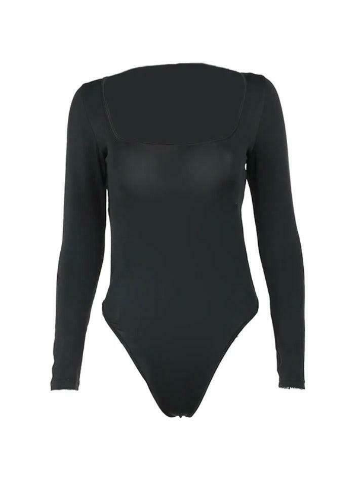 Solid Square Neck Tie-Up Backless Long Sleeve Tee - Y2K Fashion Coquette Aesthetic Grunge Style Solid Square Neck Tie-Up Backless Long Sleeve Tee - Y2K Fashion Coquette Aesthetic Grunge Style