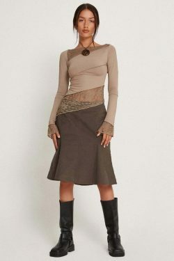 Sophia's Coquette Lace Tee: Y2K Fashion Aesthetic with Grunge and Pastel Goth Vibes