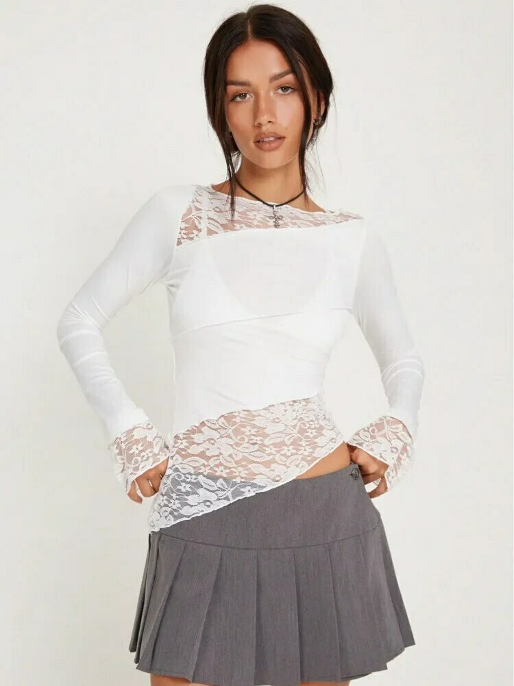 Sophia's Coquette Lace Tee: Y2K Fashion Aesthetic with Grunge and Pastel Goth Vibes Sophia's Coquette Lace Tee: Y2K Fashion Aesthetic with Grunge and Pastel Goth Vibes