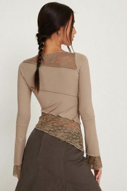 Sophia's Coquette Lace Tee: Y2K Fashion Aesthetic with Grunge and Pastel Goth Vibes