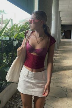 Sophie Hollow Out Top: Y2K Fashion Staple with Coquette Aesthetic and Grunge Style