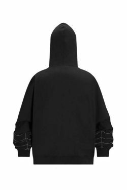 Spider Print Oversized Hoodie: Y2K Aesthetic Coquette Fashion with Grunge Style and Cute Tops