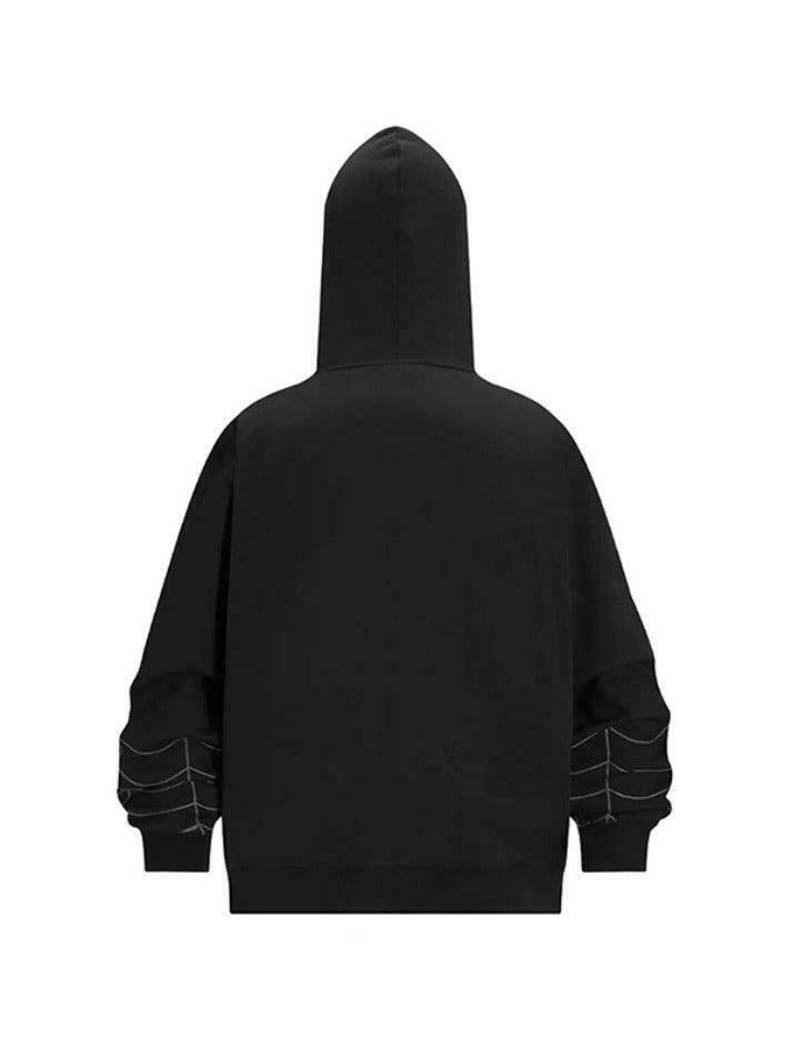 Spider Print Oversized Hoodie: Y2K Aesthetic Coquette Fashion with Grunge Style and Cute Tops Spider Print Oversized Hoodie: Y2K Aesthetic Coquette Fashion with Grunge Style and Cute Tops