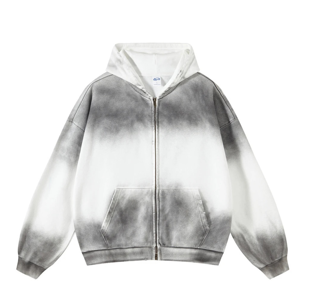 Spray Dyed Zip-Up Hoodie - Y2K Fashion Aesthetic for Women - Coquette Style Grunge Outfits Spray Dyed Zip-Up Hoodie - Y2K Fashion Aesthetic for Women - Coquette Style Grunge Outfits