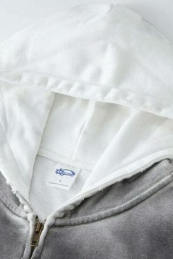 Spray Dyed Zip-Up Hoodie - Y2K Fashion Aesthetic for Women - Coquette Style Grunge Outfits