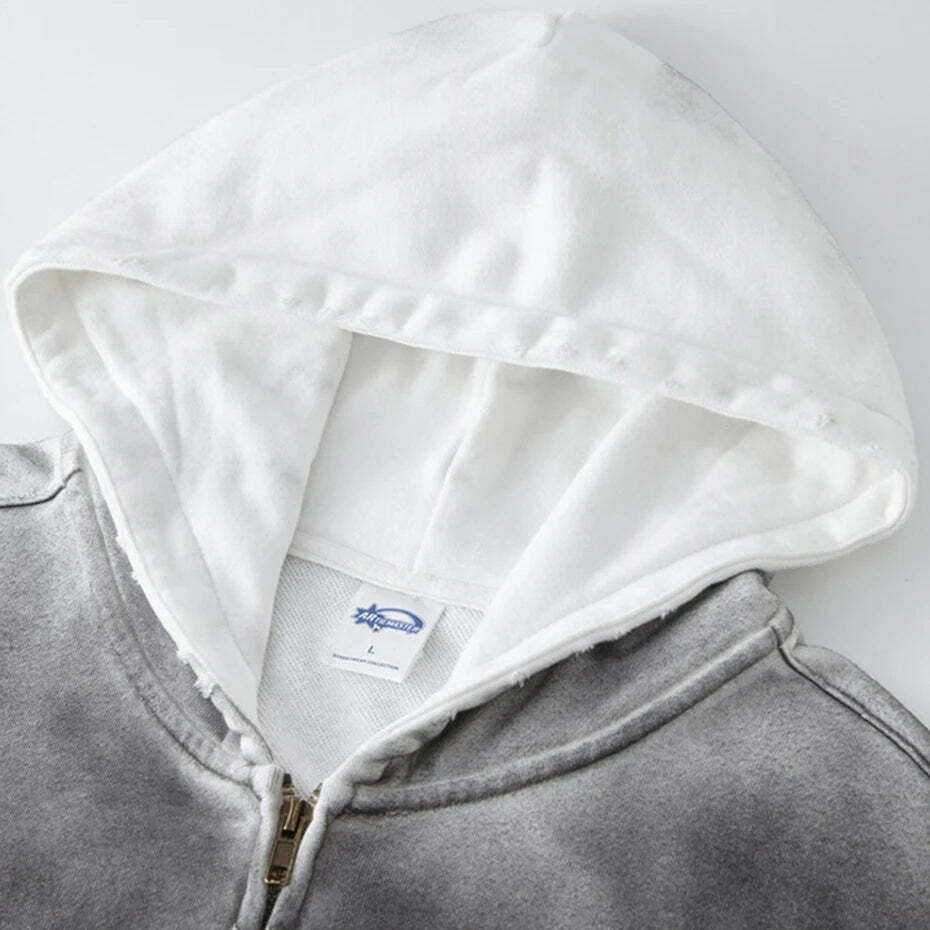 Spray Dyed Zip-Up Hoodie - Y2K Fashion Aesthetic for Women - Coquette Style Grunge Outfits Spray Dyed Zip-Up Hoodie - Y2K Fashion Aesthetic for Women - Coquette Style Grunge Outfits