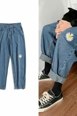 Spring Sensation Daisy Jeans - Y2K Fashion Statement for Women
