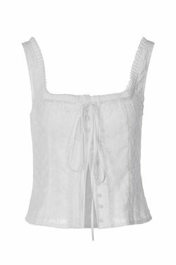 Square Neck Embroidery Cutout Cami Top - Y2K Fashion Coquette Aesthetic Grunge Style Cute Tops